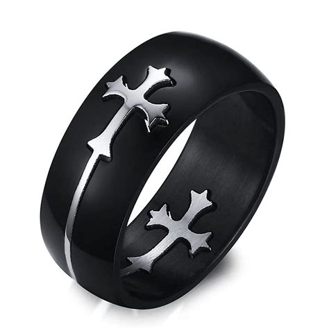 Vientiq Stylish Silver-Toned Christian Cross Men's Ring : Amazon.in ...
