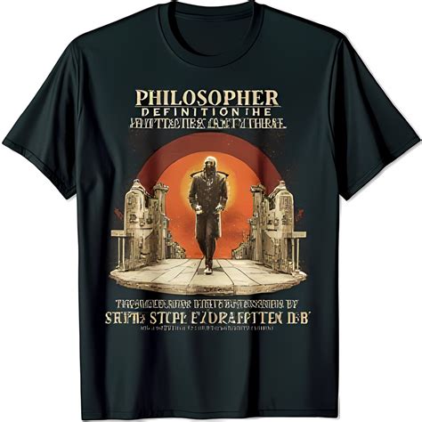 Black T-Shirt with of Man Walking Toward Cityscape Sun Philosopher ...