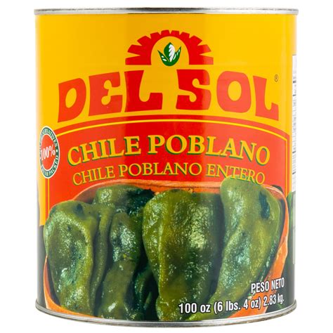 Del Sol #10 Can Whole Poblano Peppers