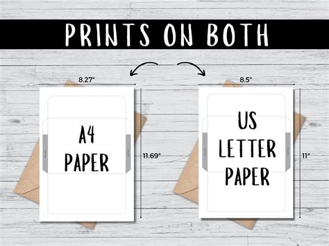 Printable Envelope Template, A7 Size for 5"x7" Greeting Cards, PDF/JPG ...