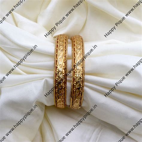 Real Gold Tone Set of 2 Bangles - SS010 - Daily Wear/Office Wear/Funct ...