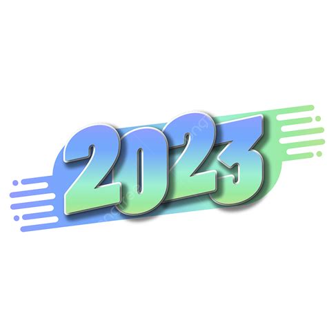 2023 Three Dimensional Words Happy New Year Blue Decorative Font Art ...