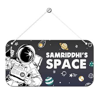 ARTBUG Astronaut Space Theme Customizable Name Door Name Plate for Kids ...