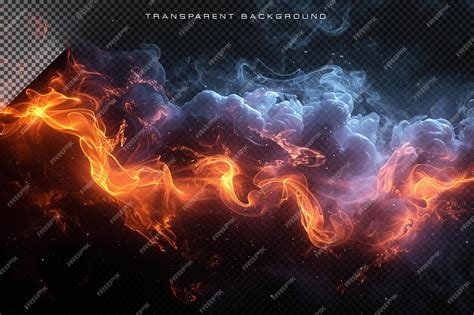 Premium PSD | Smoke with fire overlay explosion on transparent overlay