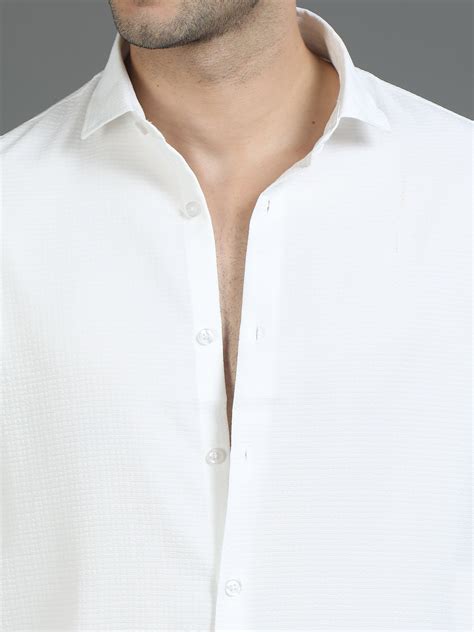 White Stripe Textured Fabric Shirt