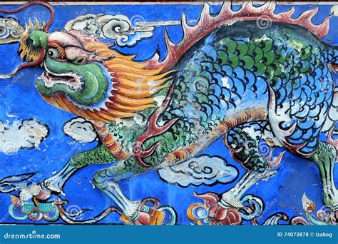 Chinese Dragon - Beautiful Ancient Art on a Wall Stock Photo - Image of ...