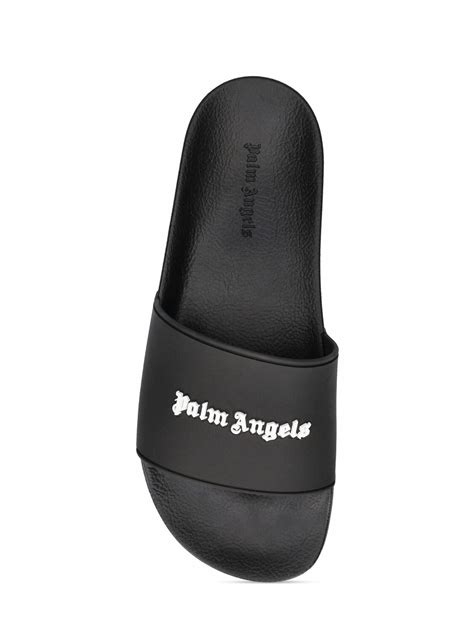 PALM ANGELS - 20mm New Logo Rubber Pool Slides Palm Angels