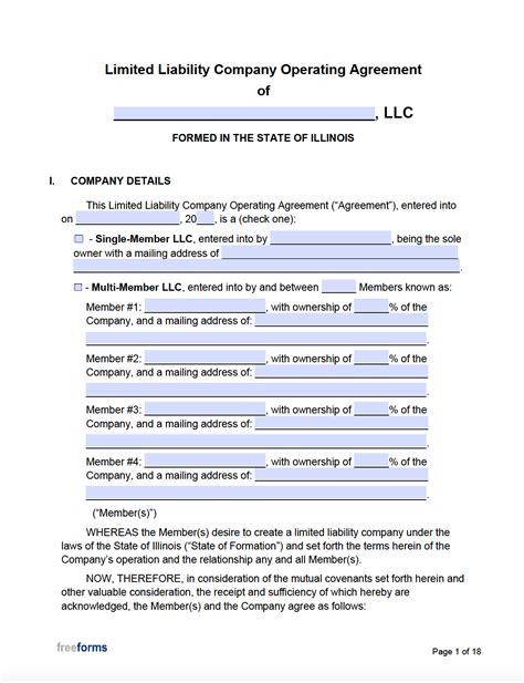 Free Illinois LLC Operating Agreement Template | PDF | Word