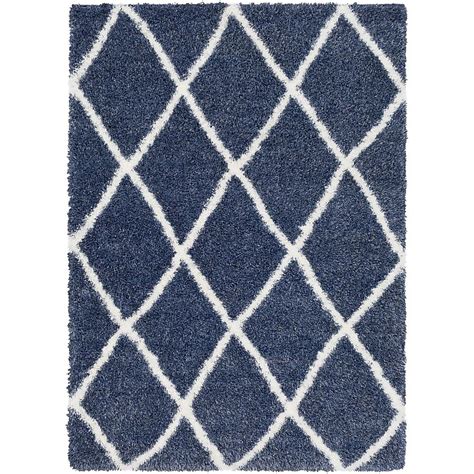 Surya Cloudy Shag 2 x 3 Navy Trellis Global Area Rug in the Rugs ...
