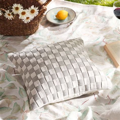 ESQ Living Macro Checkered Cotton Cushion Cover 45x45cm - Grey Beige