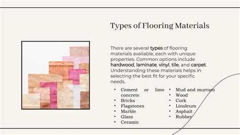 types of flooring materials and their applications | PPTX