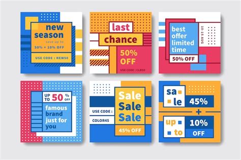 Colorful sales instagram posts | Premium Vector
