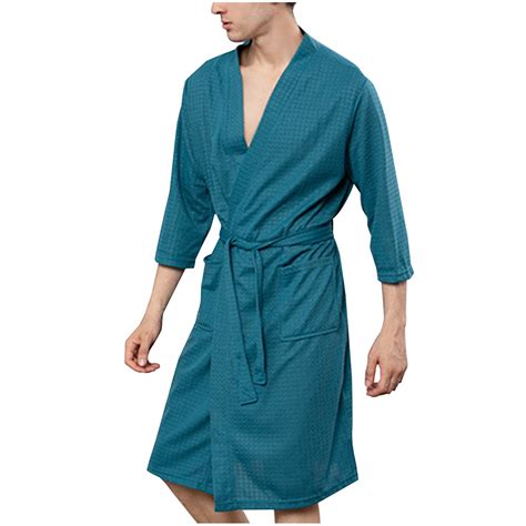 Oalirro Green Mens Robe Lightweight Summer Bathrobes Lightweight ...