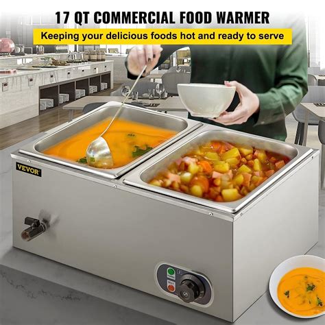 Buy VEVOR 110V 2-Pan Commercial Food Warmer 850W Electric Steam Table ...