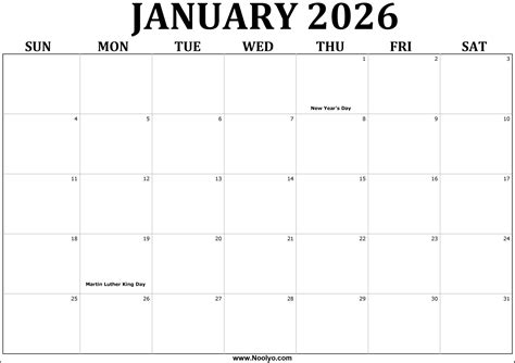 January Free Printable Calendar 2026 - Free Printable Templates