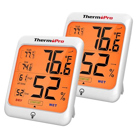 ThermoPro TP53 2 Pieces Hygrometer Humidity Gauge Indicator Digital ...