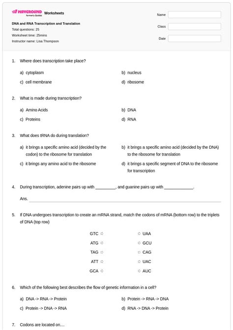 50+ Transcription and Translation worksheets for Class 10 on Wayground ...