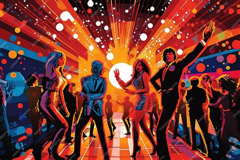Retro style dance floors disco Funky music 70s seventies illustration ...
