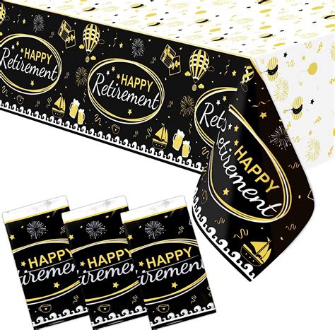 Buy 3PCS Happy Retirement Tablecloth Disposable Plastic Retirement ...