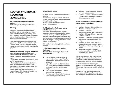 Sodium valproate 200mg per 5ml solution pil, taj pharmaceuticals. | PDF
