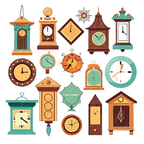 A collection of 18 different types of clocks | Premium AI-generated vector