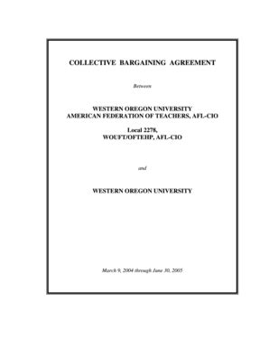 Fillable Online wou Collective bargaining agreement - Western Oregon ...