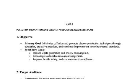 GT UNIT-3: Pollution Prevention & Cleaner Production Awareness Plan ...
