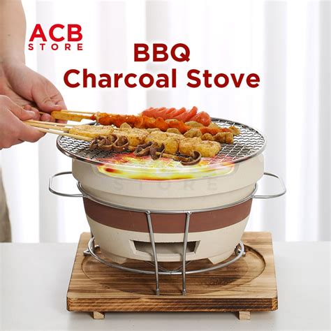 [SG STOCK] Indoor Tabletop BBQ Grill Clay Charcoal Stove | Outdoor ...
