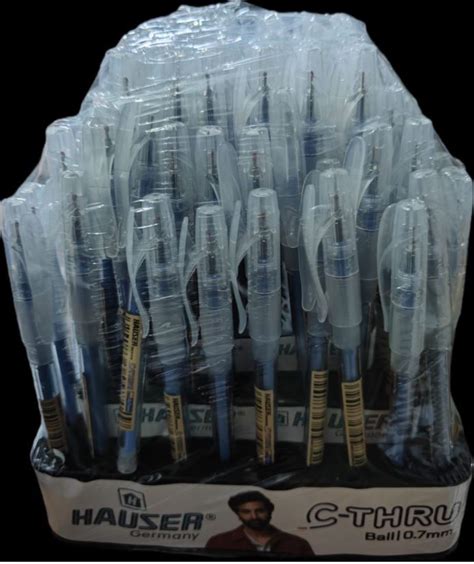 Hauser Germany C-Thru Ball Pen Assorted Blue Ink 0.7mm SKU 26659