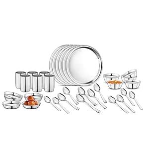 Steelcraft Premium Bandhan Stainless Steel Dinner Set of 36 Pcs |22 ...