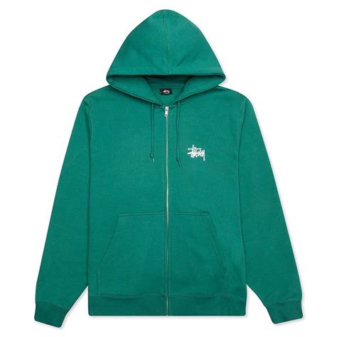 Basic Zip Hoodie - Dark Green | Stussy hoodie, Stussy, Hoodies