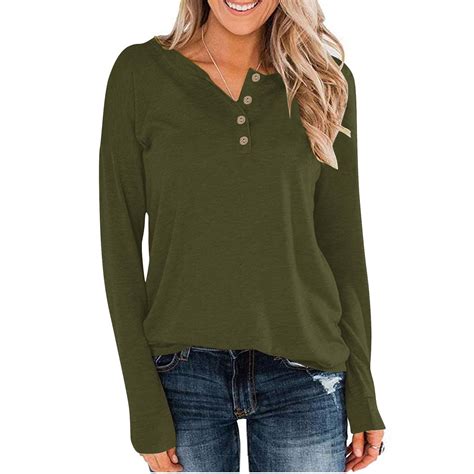 gakvbuo Fall Plus Size Shirts For Women Long Sleeve Henley Tops ...