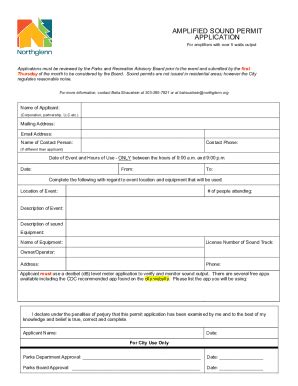 Fillable Online AMPLIFIED SOUND PERMIT REGISTRATION FORM Fax Email ...