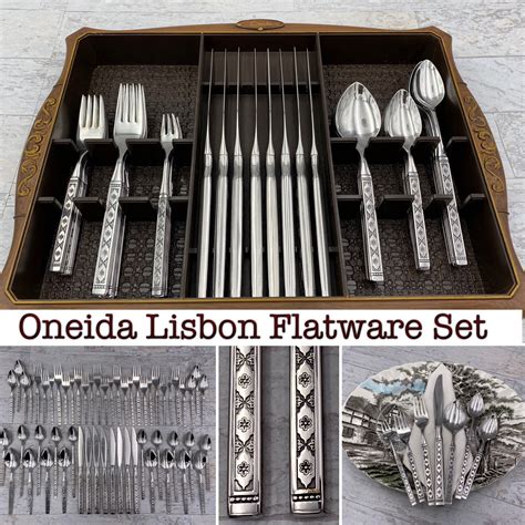 Oneida Stainless Flatware set, Distinction Lisbon, Service for 8 in ...