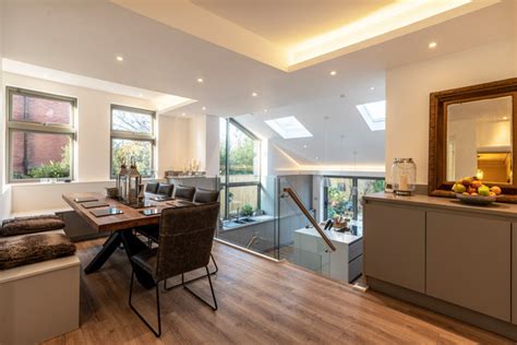 Split level kitchen living and dining extension - Contemporary ...