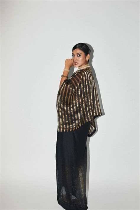 Kritika Murarka - Black & Gold Embroidered Kaftan Top - Elahe