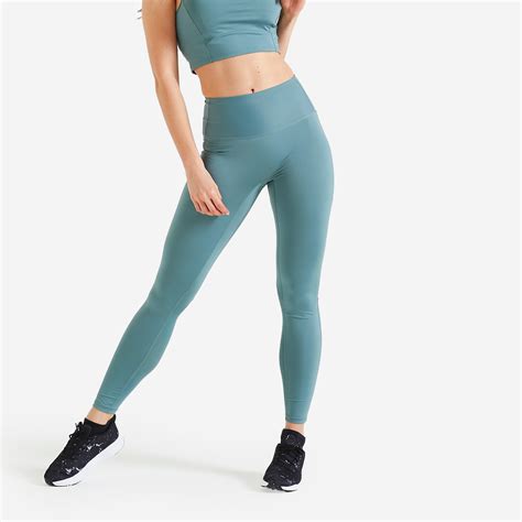 Buy Women Polyester High-Waist Gym Leggings - Green Online | Decathlon