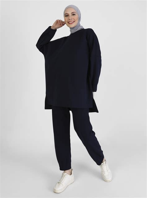 Navy Blue - Crew neck - Suit