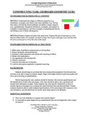 Fillable Online CONSTRUCTING TASK GEOBOARD GEOMETRY GURU Fax Email ...