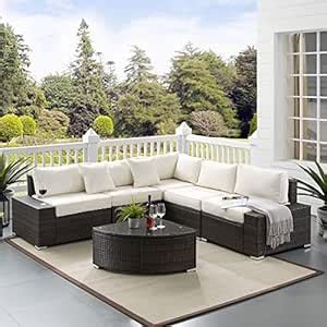 DEVOKO 3-Piece L-Shaped Outdoor Patio Set with HDPE Rattan Wicker for ...