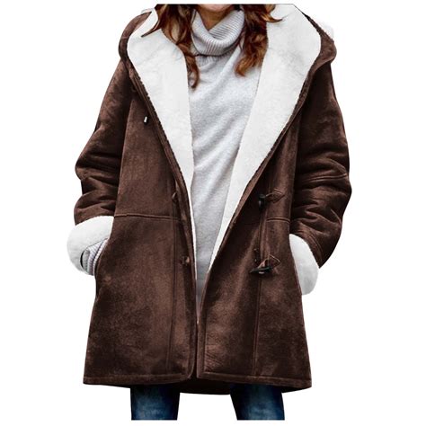 Feimerou Women's Winter Coats Warm Thicken Sherpa Lined Faux Suede ...