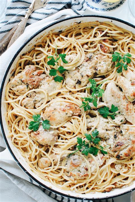 Garlic Chicken Spaghetti - Bev Cooks