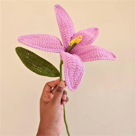 Blush Lily Crochet Flower – Handmade Forever Bloom for Gifting – Elnorah