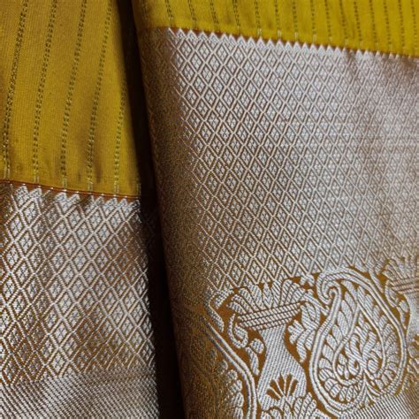 Kanchi Semi Silk saree with intricate gold zari detailing-Yellow Red ...