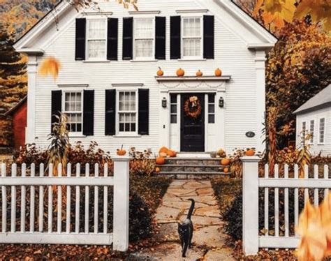 happy-halloween-fall-house-vermont-new-england-white-picket-fence ...
