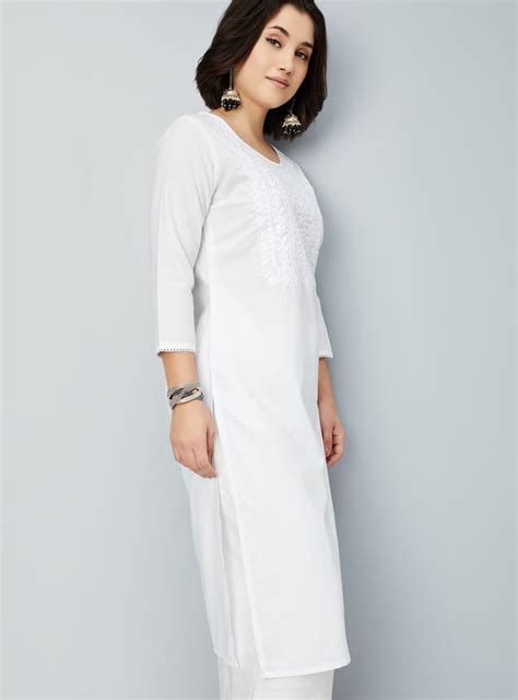 Buy Women Yoke Embroidered Straight Kurta Online at just Rs. 599.0 ...