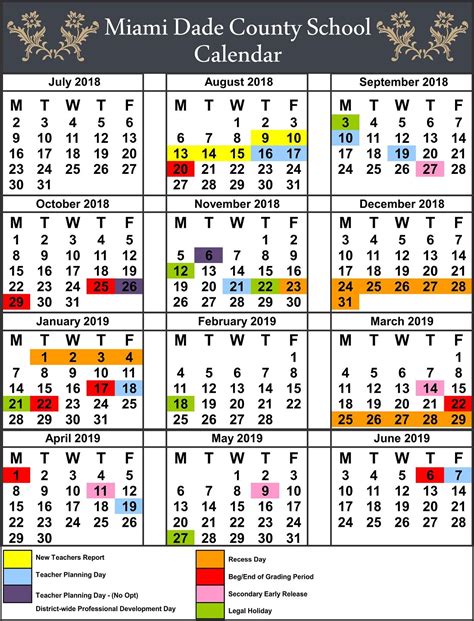 Impressive Calendar School Miami Dade 2019 | School calendar, Palm ...