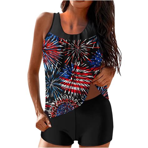 nerohusy 4th of July Swimsuits for Women Tankini,Women's American Flag ...