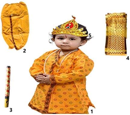 Buy Tripurari Boys and Girls 100% Cotton Dhoti Kurta Krishna Kids ...