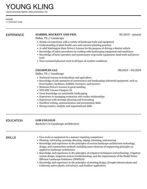 Manager Resume For Landscaping 21 Landscaping Resume Examples & Guide